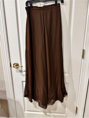 NWT St John Evening 100% Silk Pants in Cocoa